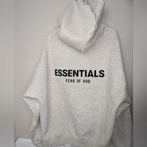 Essentials Gray Hoodie Sweatshirt Men's Large Light Oatmeal Grey Shirt